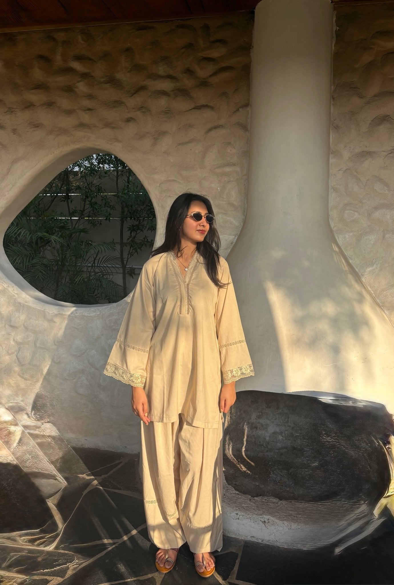 Haseena Beige Farshi set - The Khushnuma