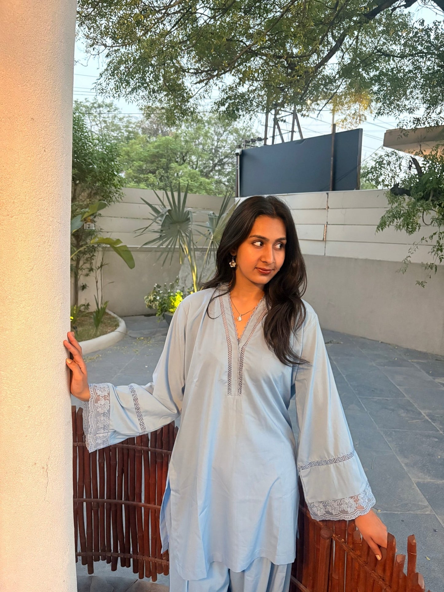 Haseena Powder Blue Farshi Set - The Khushnuma