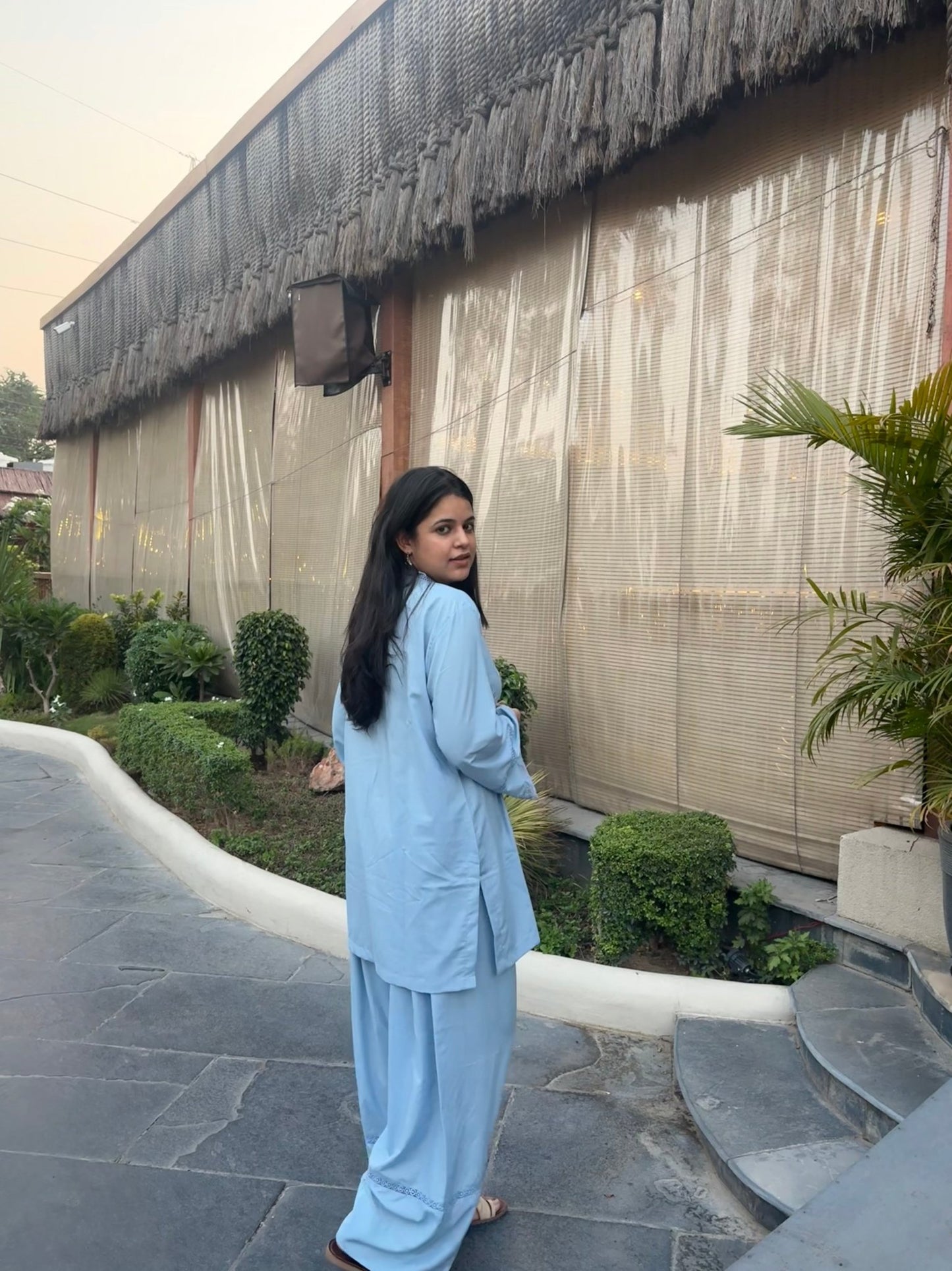 Haseena Powder Blue Farshi Set - The Khushnuma