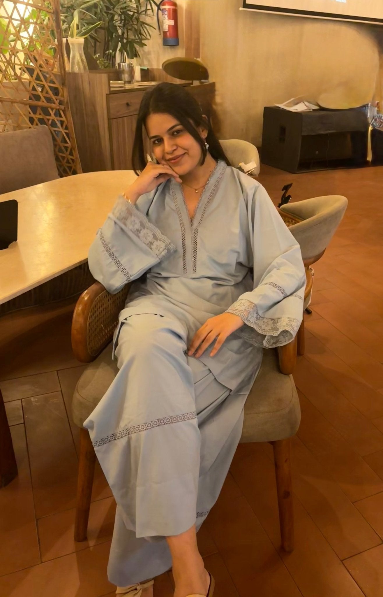 Haseena Powder Blue Farshi Set - The Khushnuma