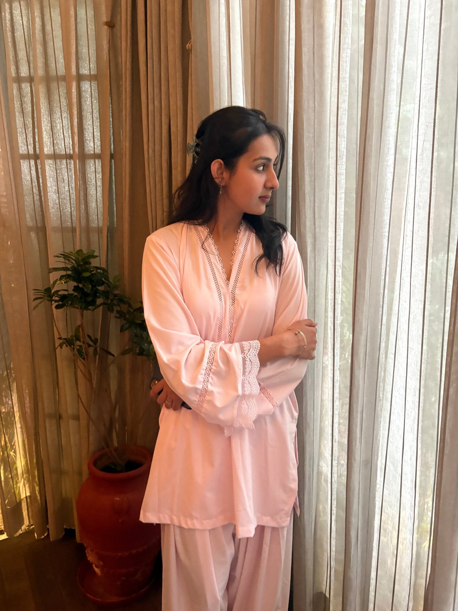 Haseena Powder Pink Farshi set - The Khushnuma